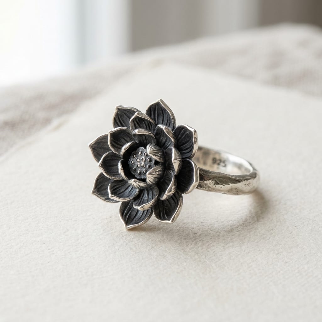 Naira Lotus Ring in sterling silver